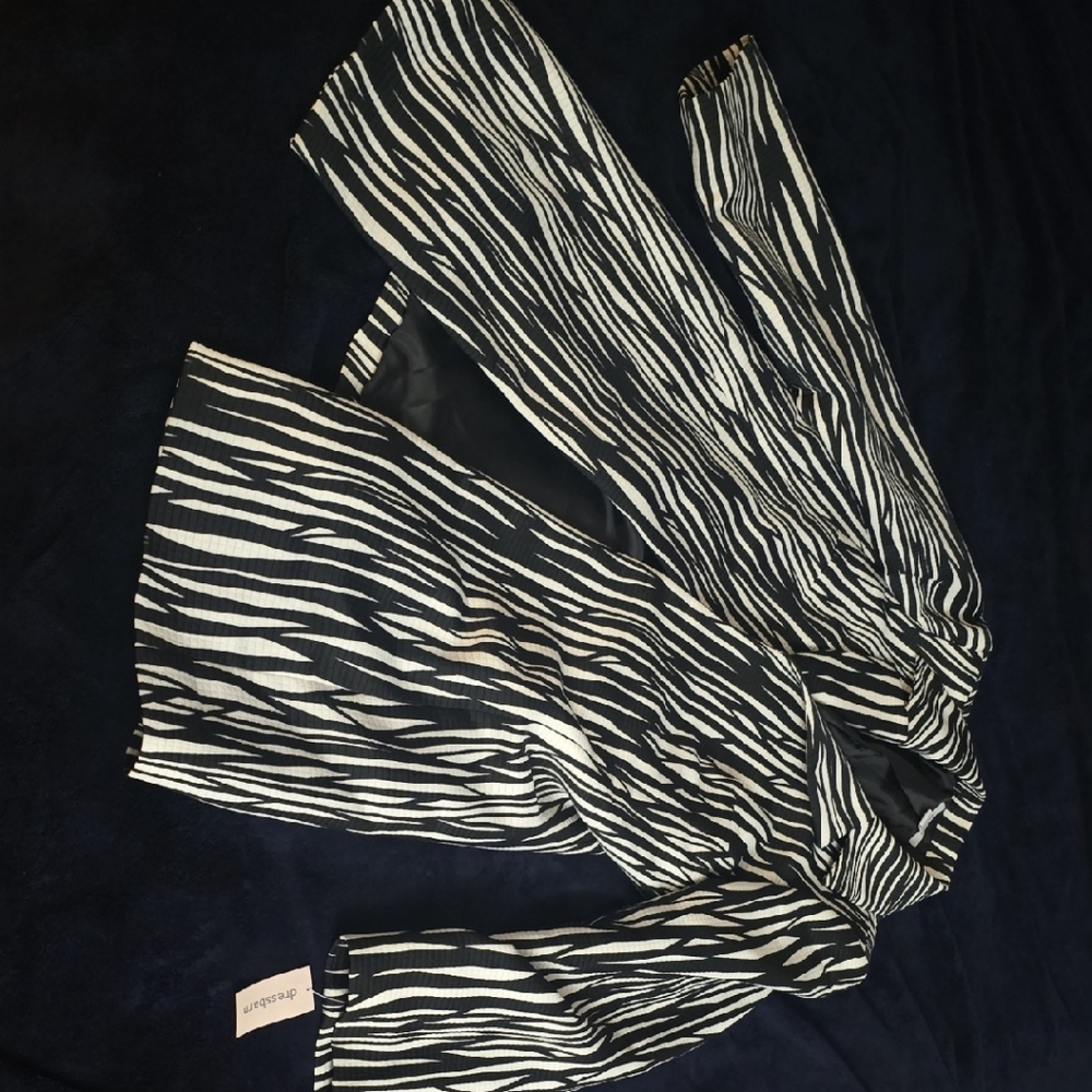 dressbarn Black and White Zebra Print Pea Coat